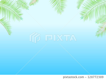 棕櫚葉和藍天 128772389
