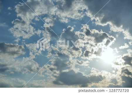Summer sky, sunlight hidden by clouds Summer sky, sunlight hidden by clouds 128772720