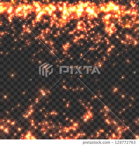 Falling Golden Glitter Particles Overlay. Bright Sparkling Light Effect. Vector Falling Golden Glitter Particles Overlay. Bright Sparkling Light Effect. Vector 128772763