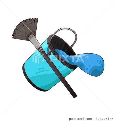 illustration of paint bucket and paint brush illustration of paint bucket and paint brush 128773176