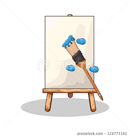 illustration of canvas and paint brush illustration of canvas and paint brush 128773182