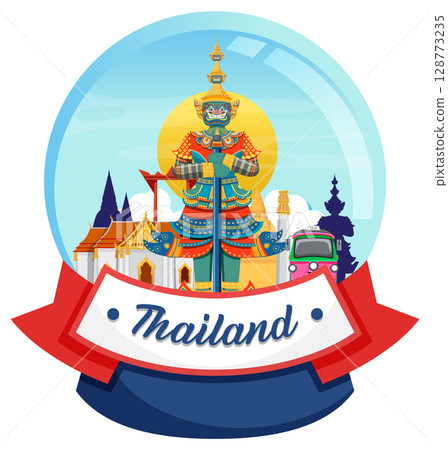 Vibrant Thai Culture in a Snow Globe Illustration 128773235