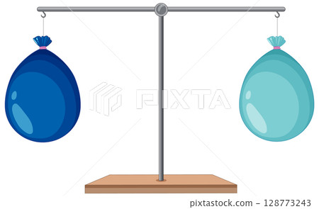Balanced Water Balloons on a Simple Scale 128773243