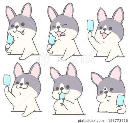 冰和 6 隻法國鬥牛犬(雜色) 冰和 6 隻法國鬥牛犬(雜色) 128773316