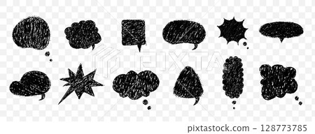 Speech Bubble collection with crayon texture. Vector chat balloons for comics or retro designs. Pencil Chalk Texture Message clouds Speech Bubble collection with crayon texture. Vector chat balloons for comics or retro designs. Pencil Chalk Texture Message clouds 128773785