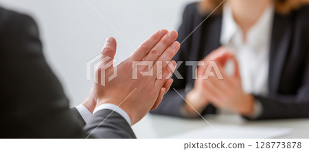Hand gestures representing interpersonal interactions, proposals and agreements in a business environment 128773878
