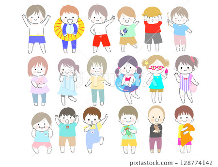 Cheerful simple children set 128774142