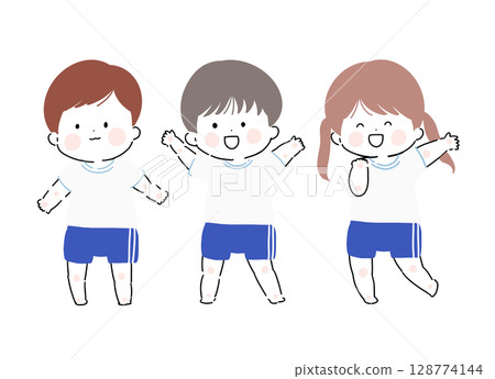 Gymnastics club children blue and white line 128774144