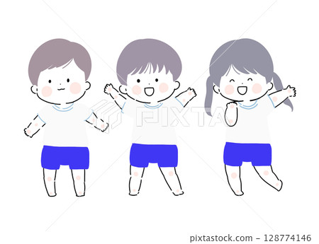 體操社兒童螢光藍 128774146