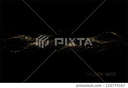Design element, exquisite isolated golden wavy figure with bright shine Design element, exquisite isolated golden wavy figure with bright shine 128774167
