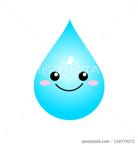 Illustration of a water drop with a face Illustration of a water drop with a face 128774272