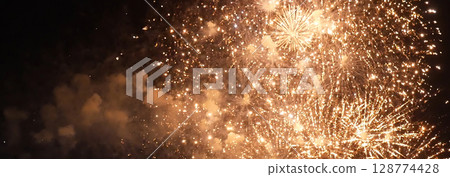 Banner Golden Firework celebrate anniversary independence day night time celebrate national holiday. Countdown 2024 party time event. Happy new year 2025 4th of july holiday festival with copy space Banner Golden Firework celebrate anniversary independence day night time celebrate national holiday. Countdown 2024 party time event. Happy new year 2025 4th of july holiday festival with copy space 128774428