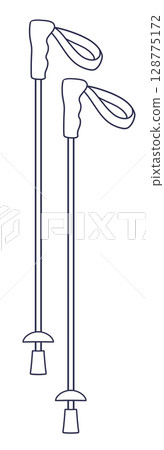 登山杖線描 128775172