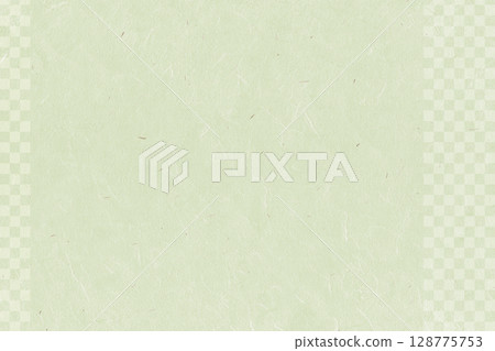 具有美麗綠色纖維背景的方形框架圖案日本紙材料 128775753