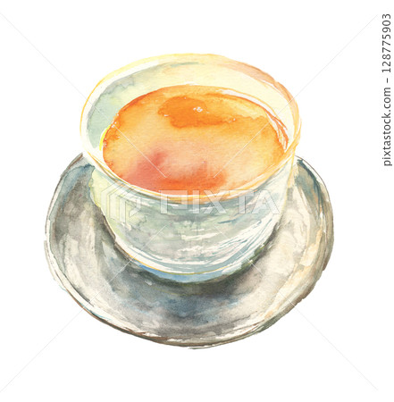 水彩畫的烤綠茶插圖 128775903