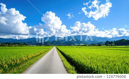 AI 影像：夏季鄉村田野中的一條道路 128776008