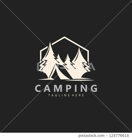 Camping tent logo Outdoor adventure vintage design emblem vector illustration 128776618