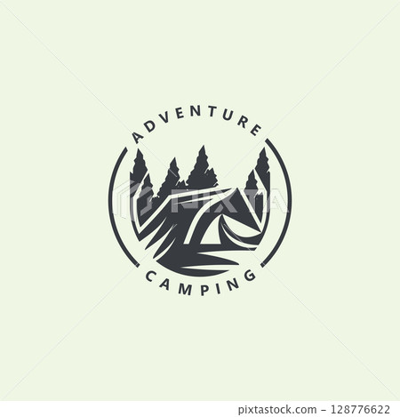 Camping and outdoor adventure logo for the Hiking. emblem illustration Camping and outdoor adventure logo for the Hiking. emblem illustration 128776622