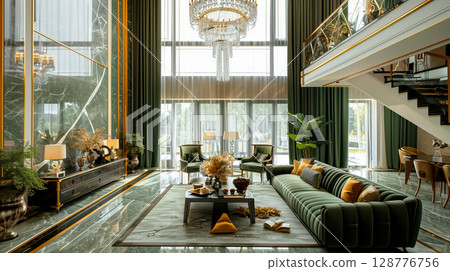 Elegant Modern Living Room with Luxurious Decor Elegant Modern Living Room with Luxurious Decor 128776756