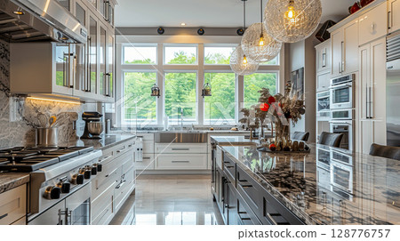 Modern Kitchen with Elegant Design and Natural Light Modern Kitchen with Elegant Design and Natural Light 128776757