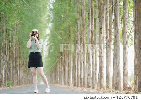 asian woman happy with travel and relax at outdoor on spring season asian woman happy with travel and relax at outdoor on spring season 128776781