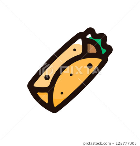 Burrito illustration icon (Mexican cuisine, fast food, food and drink menu material) 128777303