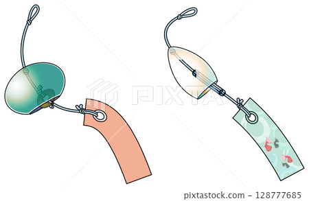 色彩鮮豔的日式風鈴插畫（附主線） 128777685