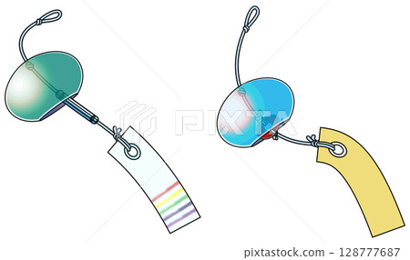 Colorful Japanese-style wind chime illustration (with main lines) Colorful Japanese-style wind chime illustration (with main lines) 128777687