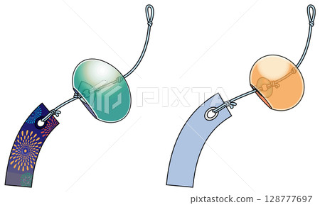 色彩鮮豔的日式風鈴插畫（附主線） 128777697