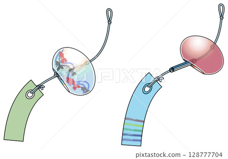 色彩鮮豔的日式風鈴插畫（附主線） 128777704
