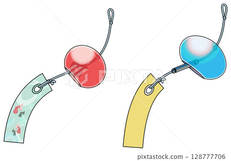 色彩鮮豔的日式風鈴插畫（附主線） 128777706