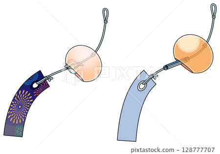 色彩鮮豔的日式風鈴插畫(附主線) 色彩鮮豔的日式風鈴插畫(附主線) 128777707