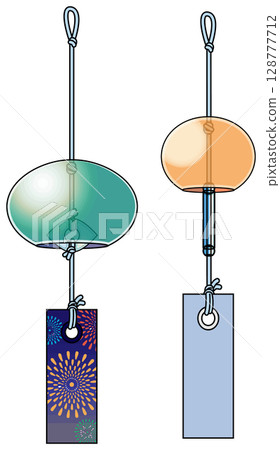 色彩鮮豔的日式風鈴插畫(附主線) 色彩鮮豔的日式風鈴插畫(附主線) 128777712