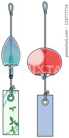 Colorful Japanese-style wind chime illustration (with main lines) Colorful Japanese-style wind chime illustration (with main lines) 128777718