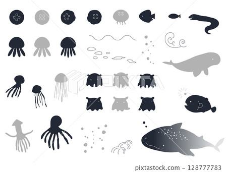 海洋生物圖示插圖集夏日海 128777783