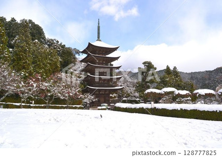 山口市瑠璃光寺雪景 128777825
