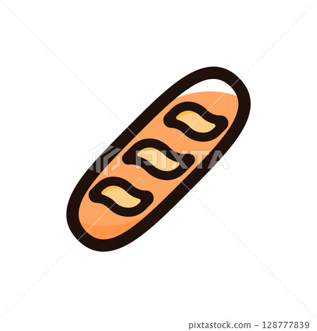 Baguette illustration icon (bakery, bread, food and drink menu material) 128777839