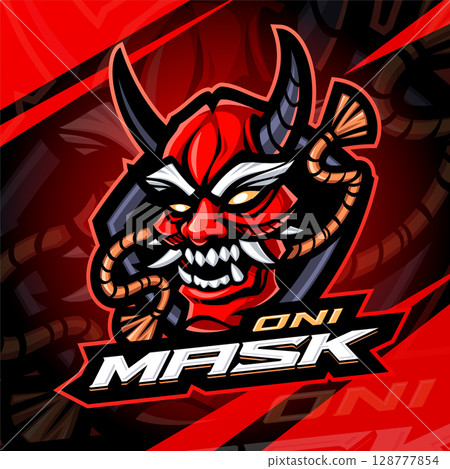 Oni mask esport mascot logo design 128777854