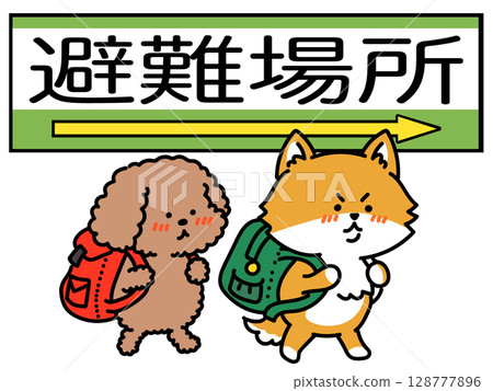 Dogs moving to evacuation shelter (right) 128777896