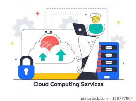 Cloud Computing Illustration Featuring Digital Technology Speed Connection with Database, Statistics, Analytics, Server, Monitoring, and Network Cloud Computing Illustration Featuring Digital Technology Speed Connection with Database, Statistics, Analytics, Server, Monitoring, and Network 128777904