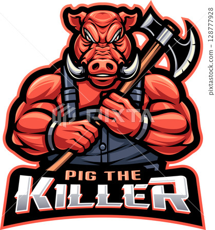 Pig the killer esport mascot logo design 128777928
