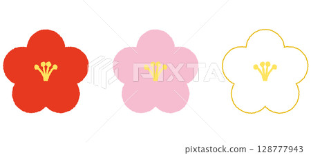 Hand-drawn plum blossom illustration set Hand-drawn plum blossom illustration set 128777943