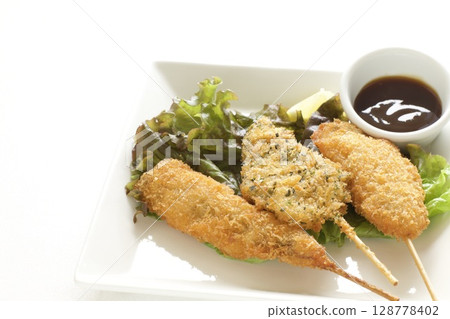 炸白魚和雞柳串 128778402