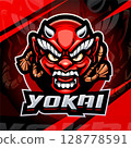 Yokai head esport mascot logo design 128778591