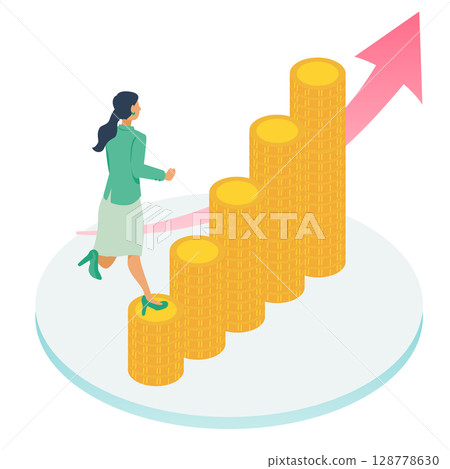 一位女性希望增加收入並發展事業的插圖（用於研討會和商業材料） 128778630