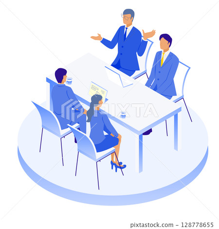 會議與討論時刻 等距商務會議 128778655