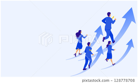 穩步成長的商業團隊的插圖(企業成長、團隊合作、共同願景) 穩步成長的商業團隊的插圖(企業成長、團隊合作、共同願景) 128778708