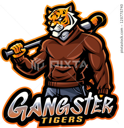Gangster tiger mascot 128778740