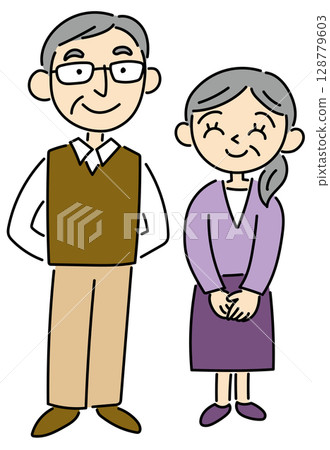 Elderly couple illustration vector Elderly couple illustration vector 128779603