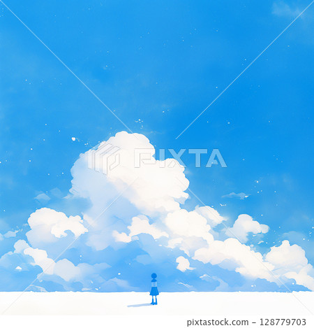 Clear blue sky and female students 128779703